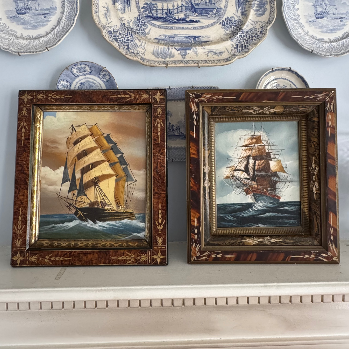 Original Oil High Seas in Victorian Frame