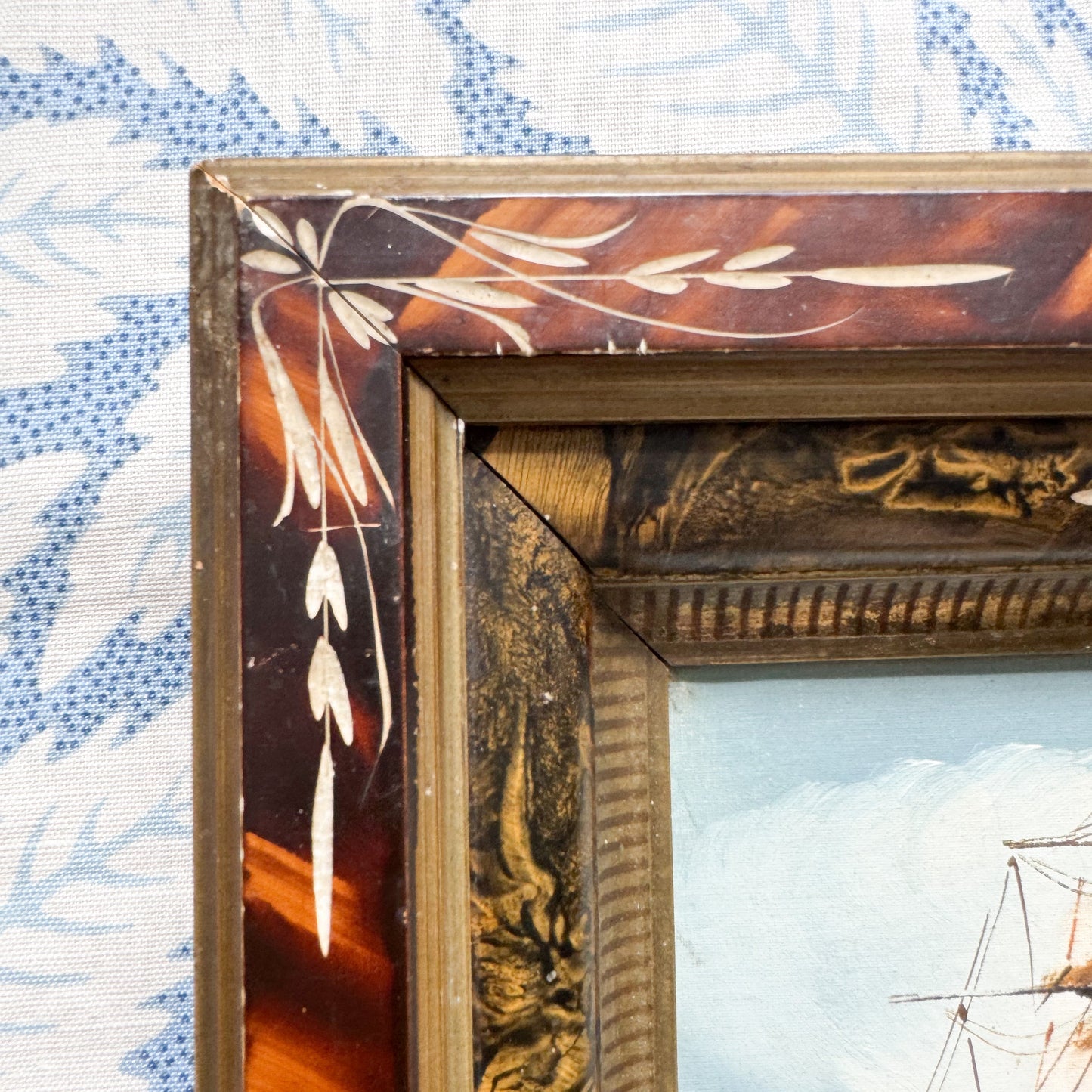 Original Oil High Seas in Victorian Frame