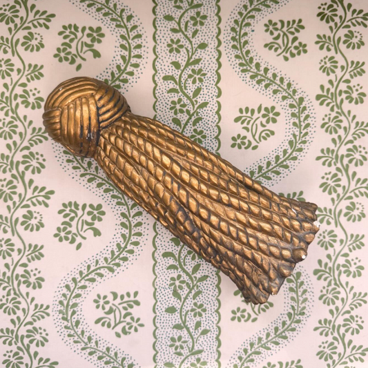 Large Hollywood Regency Gilt Rope Tassel Candlestick