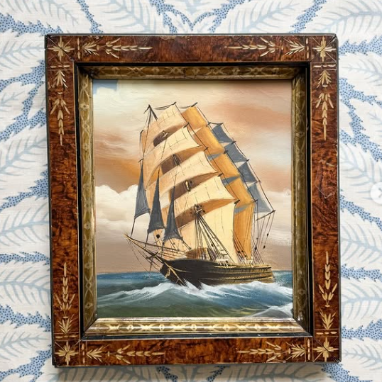 Original Oil High Seas in Victorian Frame
