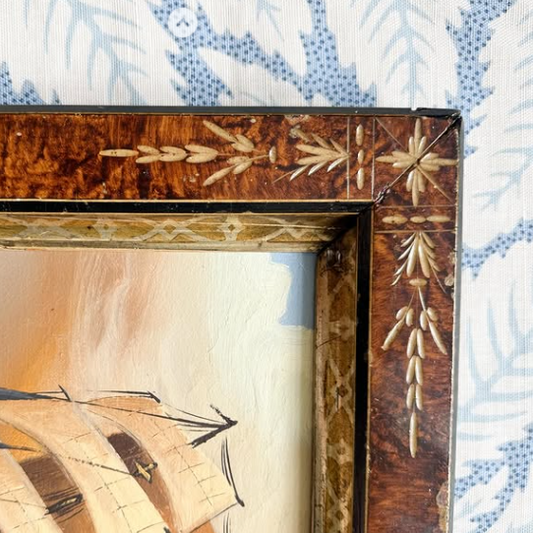 Original Oil High Seas in Victorian Frame