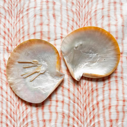 Pair of Mother of Pearl Caviar Dishes with Caviar Spoons