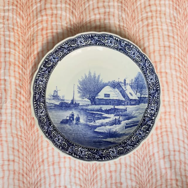 Vintage XL Boch Delfts Winter Platter